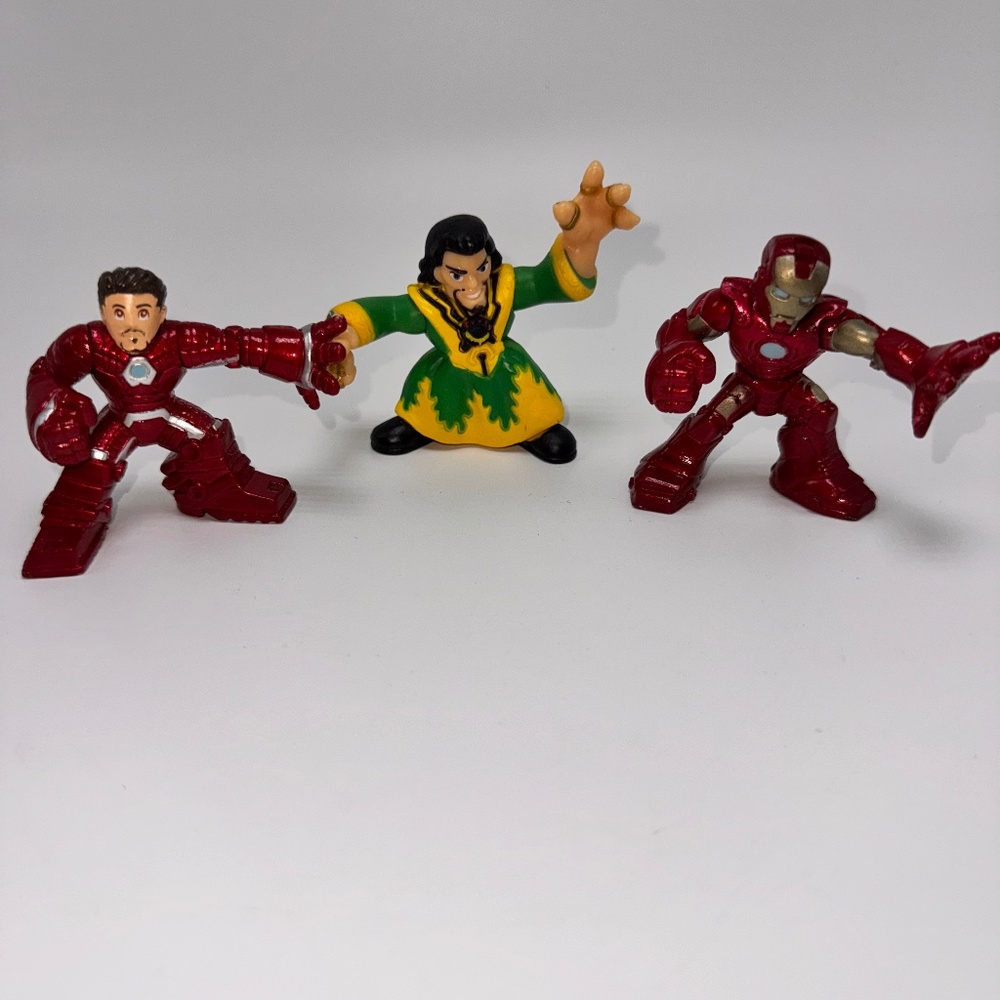 Marvel Super Hero Squad‎ Action Figures Lot of 3 Mandarin Iron Man (2) Face/Mask